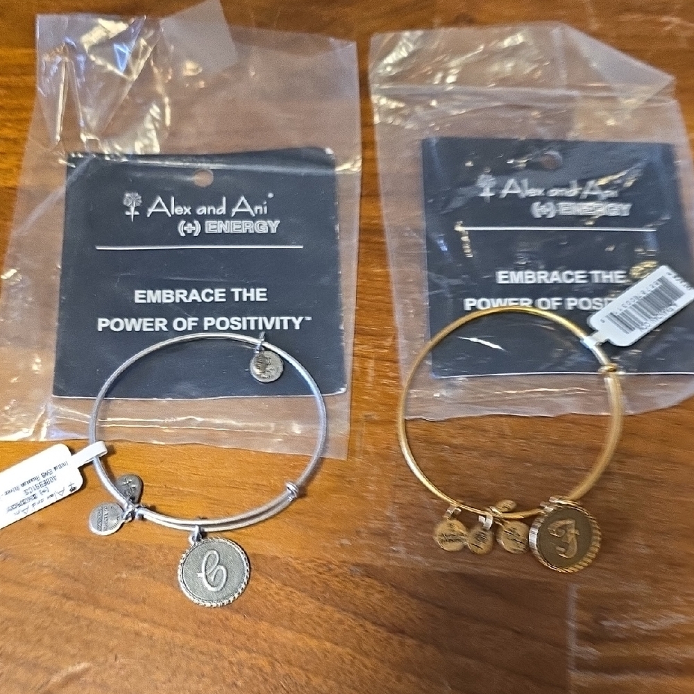 Alex and Ani Silver and Gold Initial Charm Bracelets